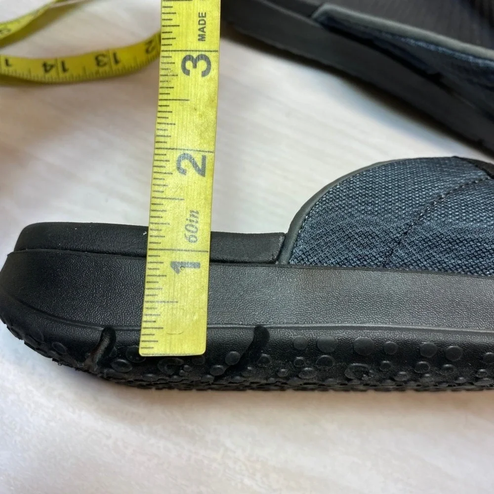 Sanuk Mens 11 Beer Cozy Stacker Flip Flop Sandals Navy Black Canvas Yoga Mat S/N